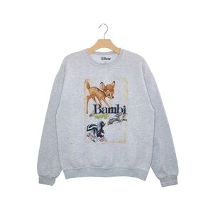 Disney Bambi Heather Gray Long Sleeve Crewneck Sweater